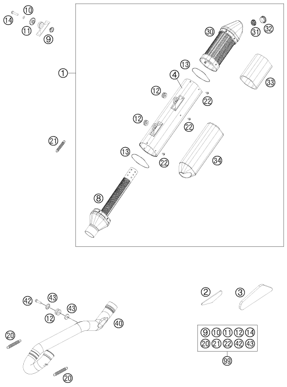 Explosionsgrafik AUSPUFFANLAGE