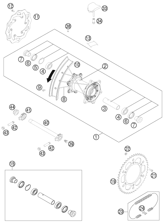 Explosionsgrafik HINTERRAD
