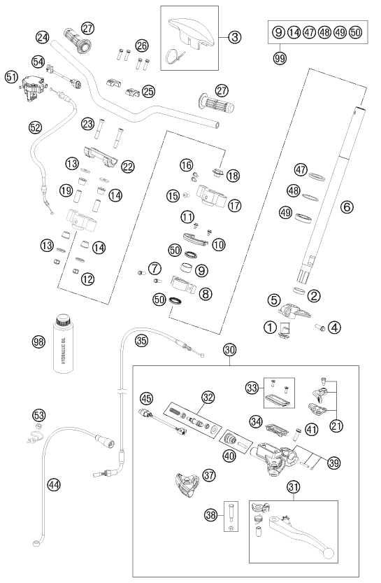 Explosionszeichnung der Baugruppe LENKER, ARMATUREN, Position 9 ist markiert