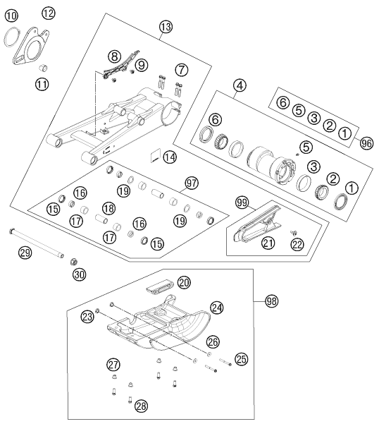 Explosionsgrafik SCHWINGARM