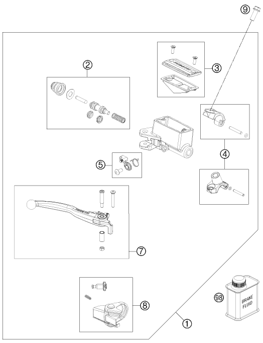 Explosionsgrafik BETÄTIGUNG VORDERBREMSE