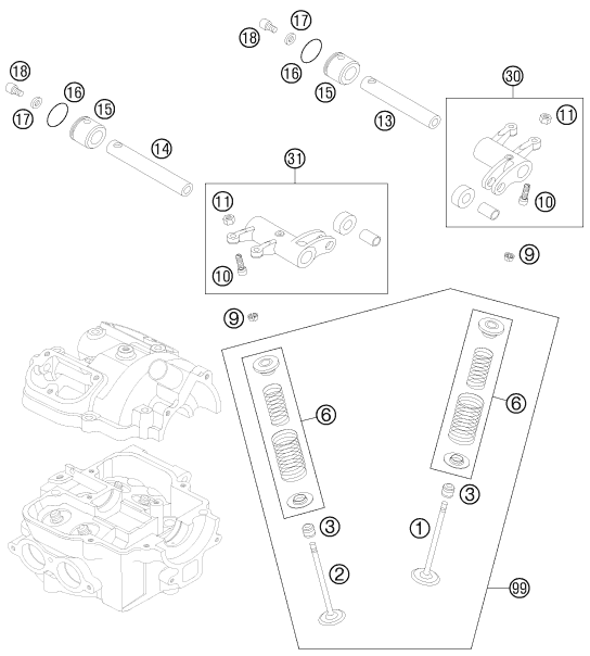 Explosionsgrafik VENTILTRIEB