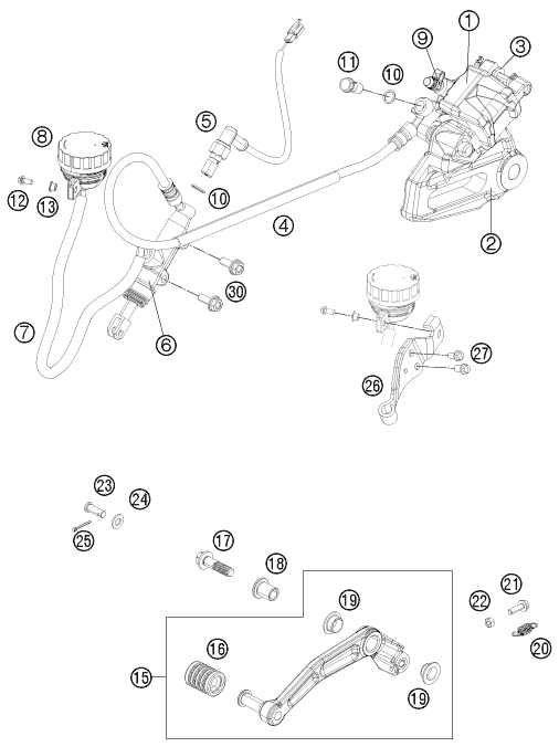 Explosionsgrafik BREMSZANGE HINTEN