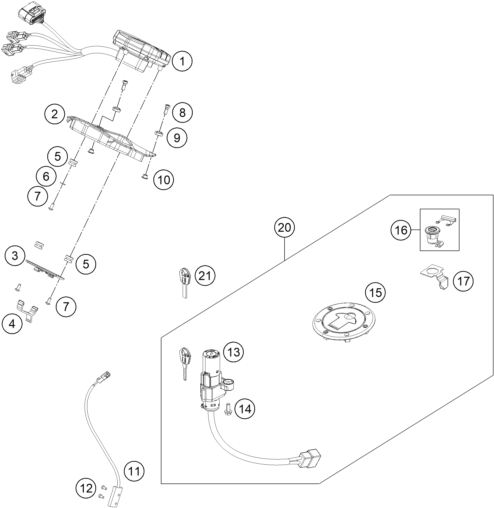 Explosionsgrafik INSTRUMENTE / SCHLOSSSYSTEM