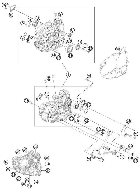 Explosionsgrafik MOTORGEHÄUSE