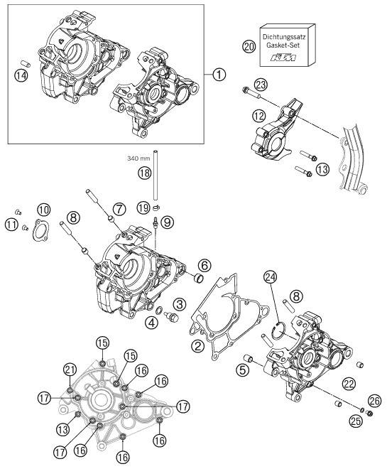 Explosionsgrafik MOTORGEHÄUSE