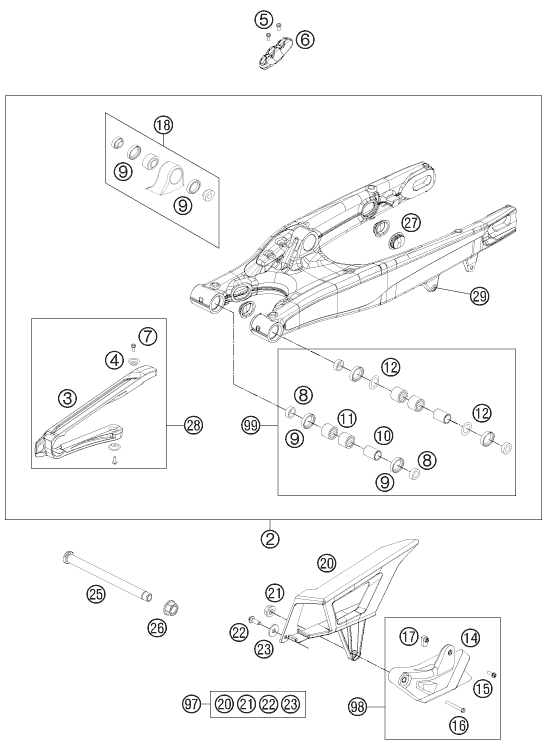 Explosionsgrafik SCHWINGARM