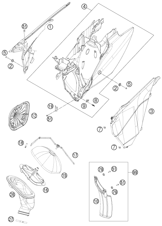 Explosionsgrafik LUFTFILTER