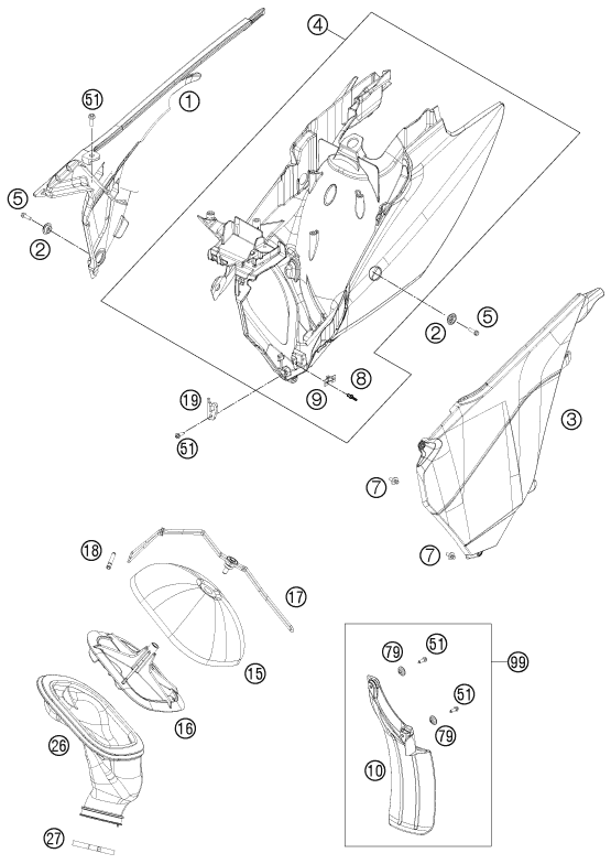 Explosionsgrafik LUFTFILTER
