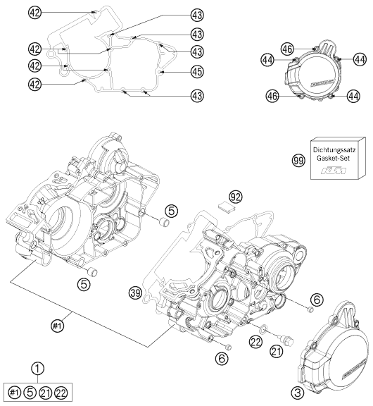 Explosionsgrafik MOTORGEHÄUSE