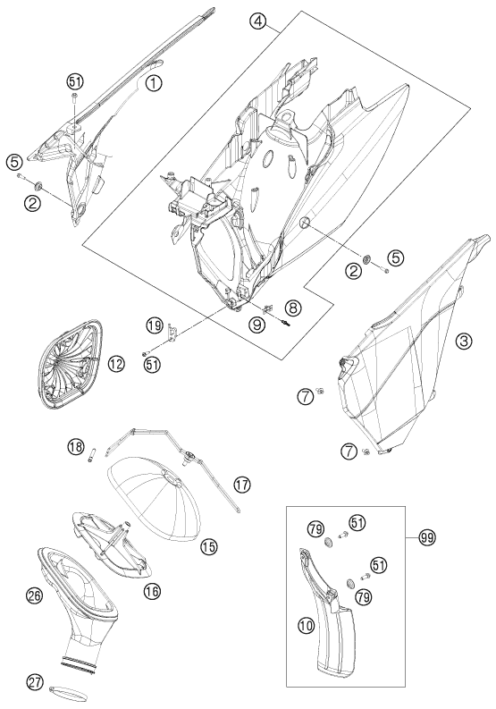 Explosionsgrafik LUFTFILTER