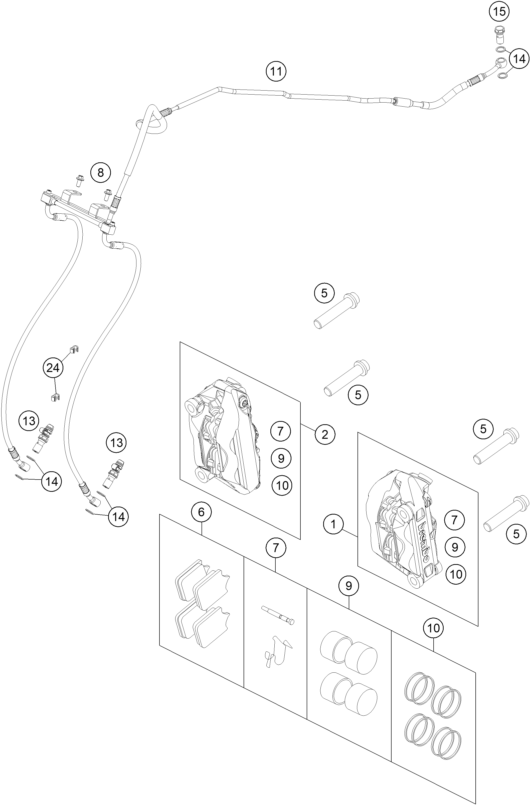 Explosionsgrafik BREMSZANGE VORNE