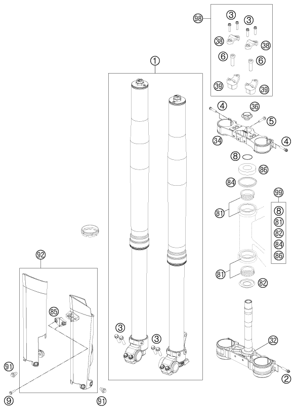 Explosionsgrafik TELEGABEL, GABELBRÜCKE