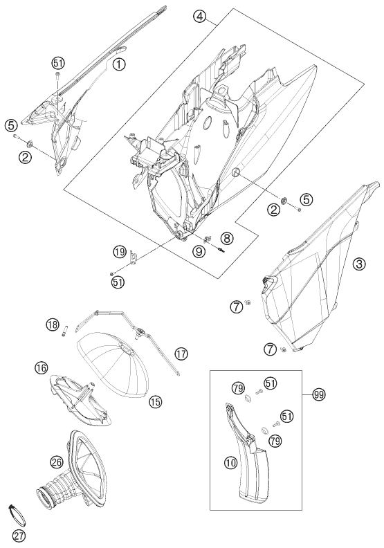 Explosionsgrafik LUFTFILTER