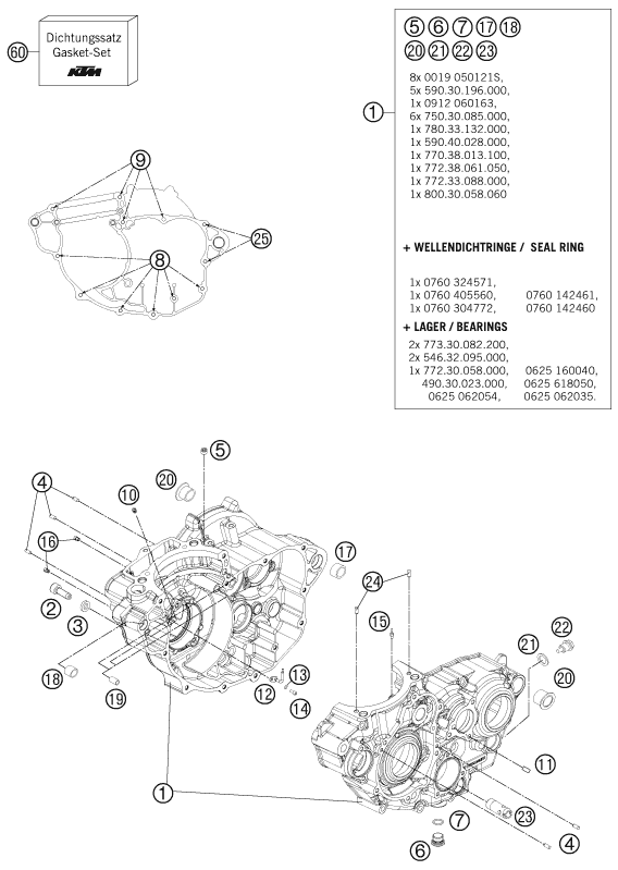 Explosionsgrafik MOTORGEHÄUSE