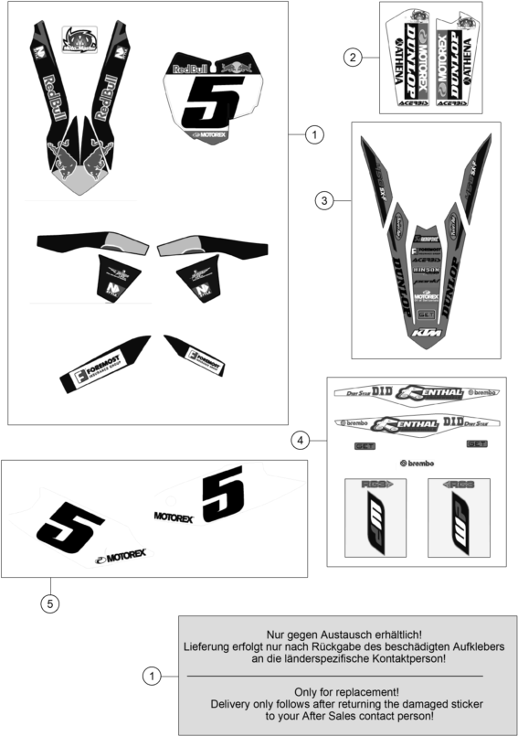 Explosionszeichnung der Baugruppe DEKOR, Position 5 ist markiert