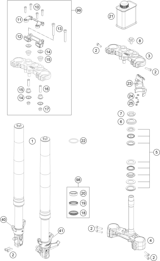 Explosionsgrafik TELEGABEL, GABELBRÜCKE