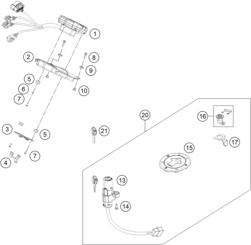 Explosionsgrafik INSTRUMENTE / SCHLOSSSYSTEM