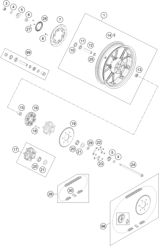Explosionsgrafik HINTERRAD