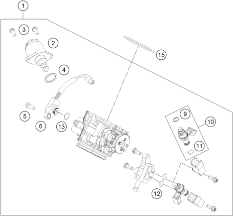 Explosionszeichnung der Baugruppe DROSSELKLAPPEN- / DREHWALZENKÖRPER, Position 1 ist markiert