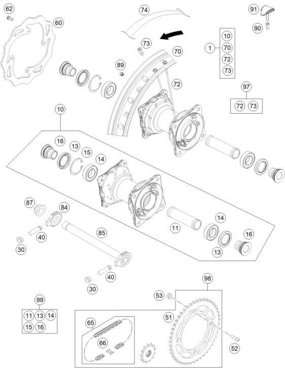 Explosionsgrafik HINTERRAD