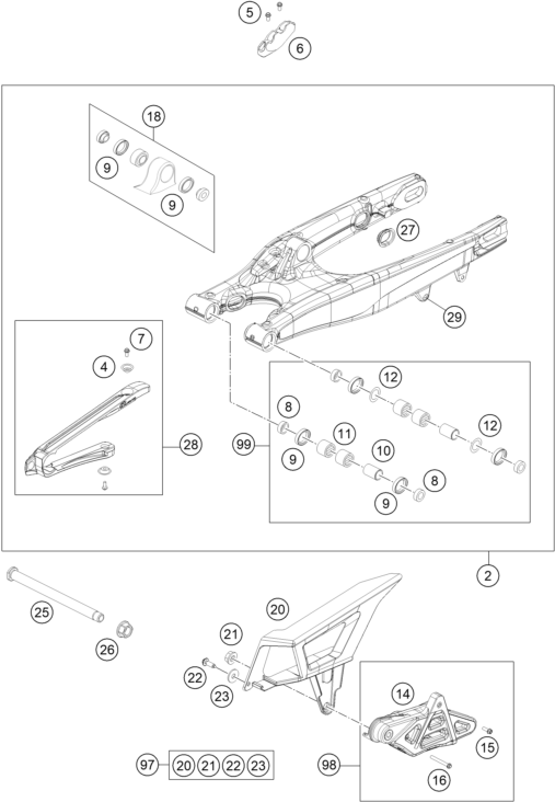 Explosionsgrafik SCHWINGARM