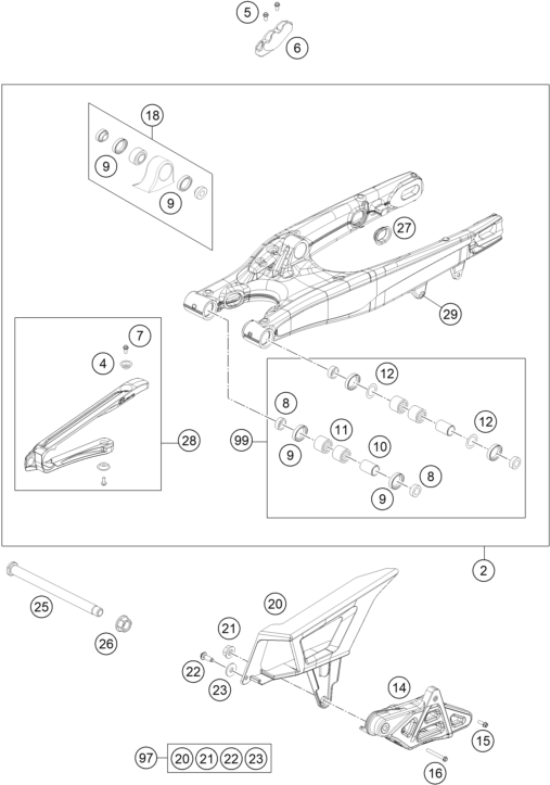 Explosionsgrafik SCHWINGARM