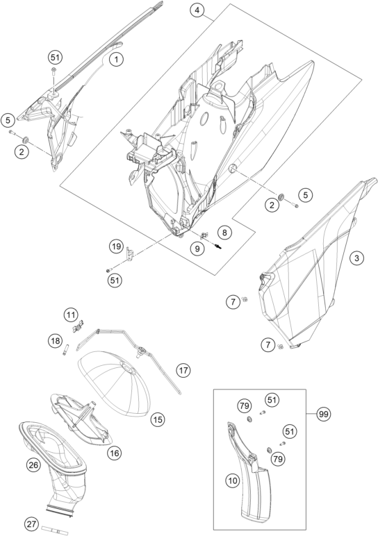 Explosionsgrafik LUFTFILTER