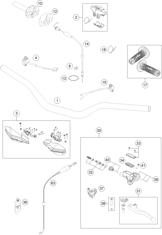 Explosionszeichnung der Baugruppe LENKER, ARMATUREN, Position 3 ist markiert