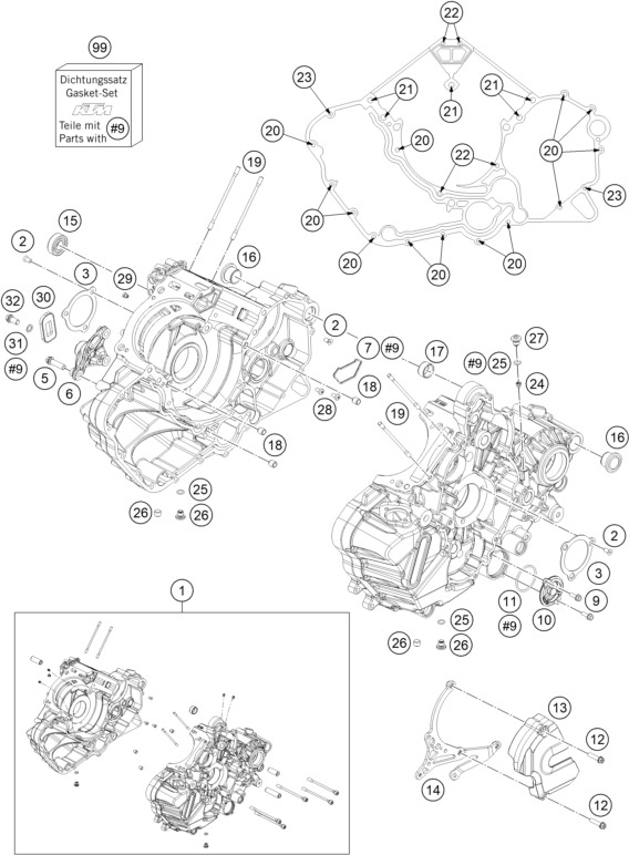 Explosionsgrafik MOTORGEHÄUSE