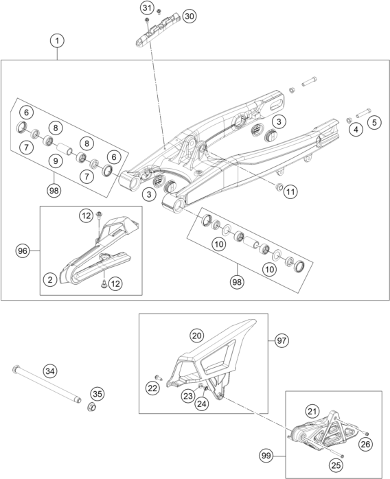 Explosionsgrafik SCHWINGARM