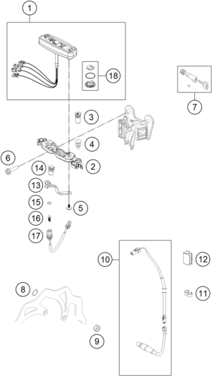 Explosionszeichnung der Baugruppe INSTRUMENTE / SCHLOSSSYSTEM, Position 7 ist markiert