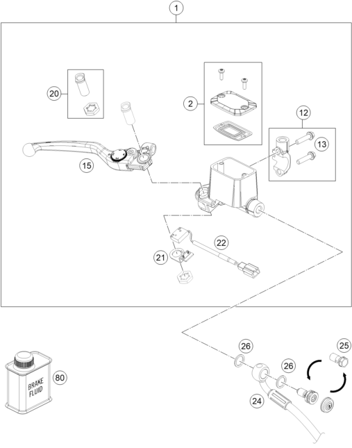 Explosionsgrafik BETÄTIGUNG VORDERBREMSE