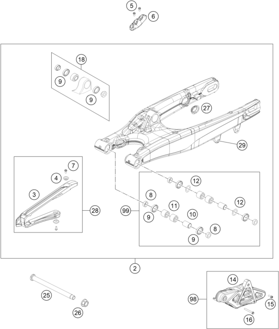 Explosionsgrafik SCHWINGARM