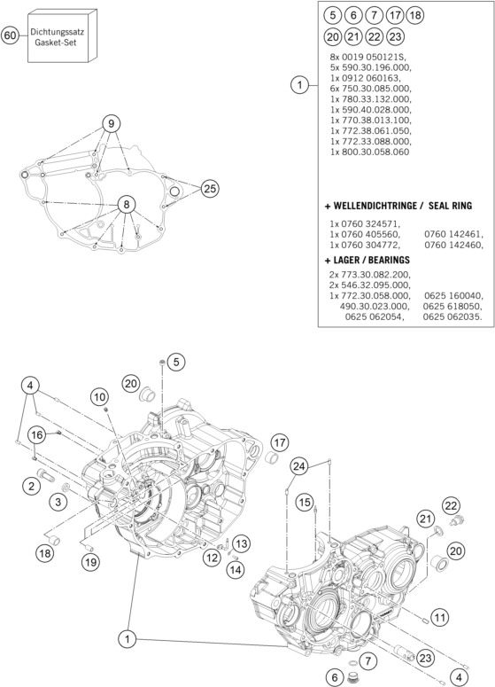 Explosionsgrafik MOTORGEHÄUSE