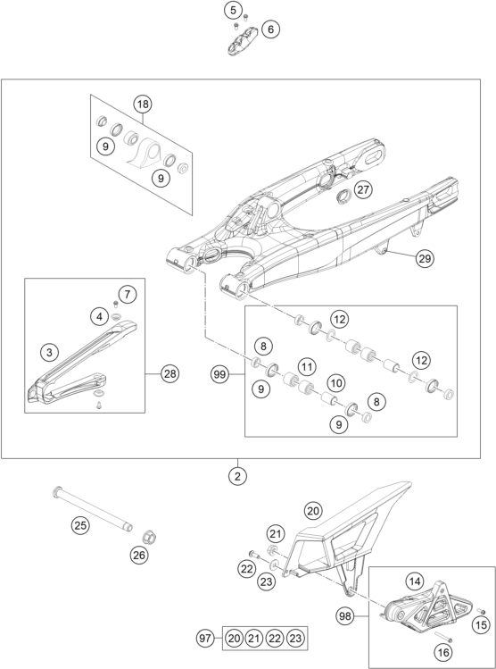 Explosionsgrafik SCHWINGARM