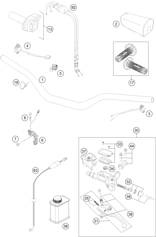 Explosionszeichnung der Baugruppe LENKER, ARMATUREN, Position 5 ist markiert