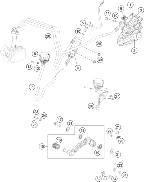 Explosionsgrafik BREMSZANGE HINTEN