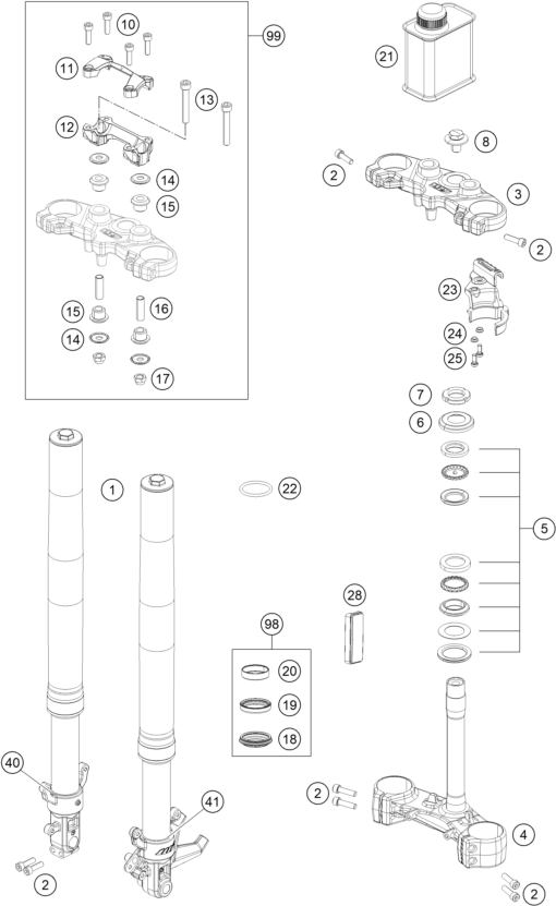 Explosionsgrafik TELEGABEL, GABELBRÜCKE