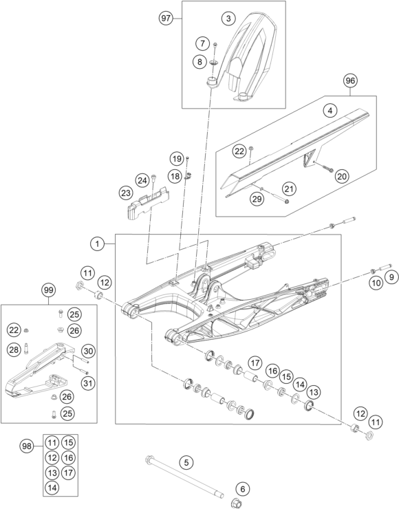 Explosionsgrafik SCHWINGARM