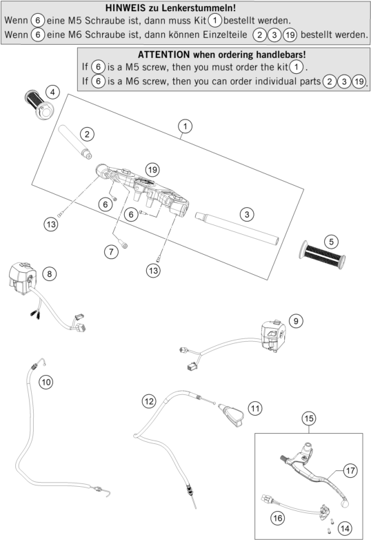 Explosionszeichnung der Baugruppe LENKER, ARMATUREN, Position 19 ist markiert