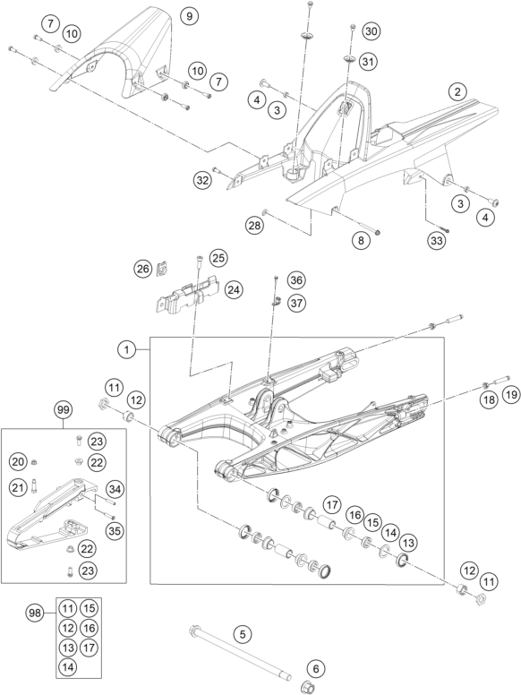 Explosionsgrafik SCHWINGARM