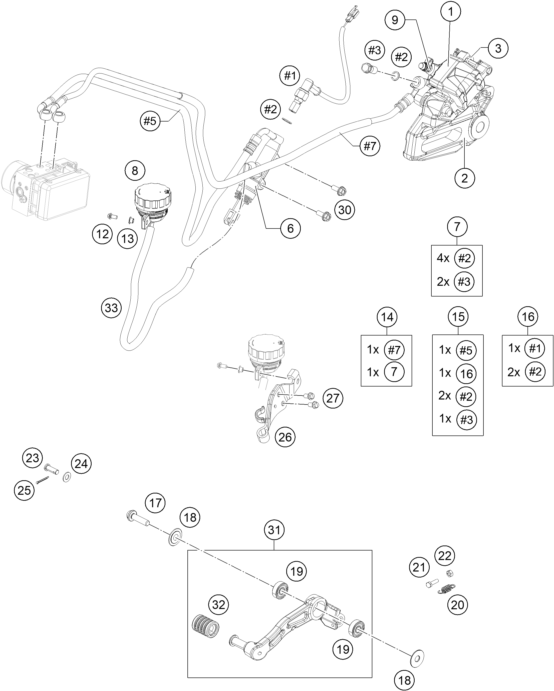 Explosionsgrafik BREMSZANGE HINTEN