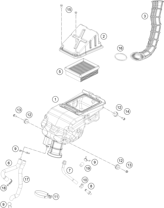 Explosionsgrafik LUFTFILTER