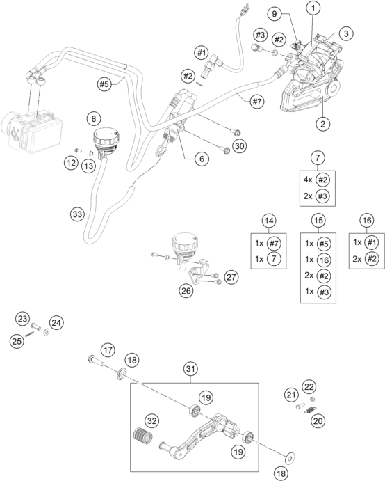 Explosionsgrafik BREMSZANGE HINTEN