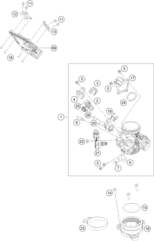 Explosionsgrafik DROSSELKLAPPEN- / DREHWALZENKÖRPER