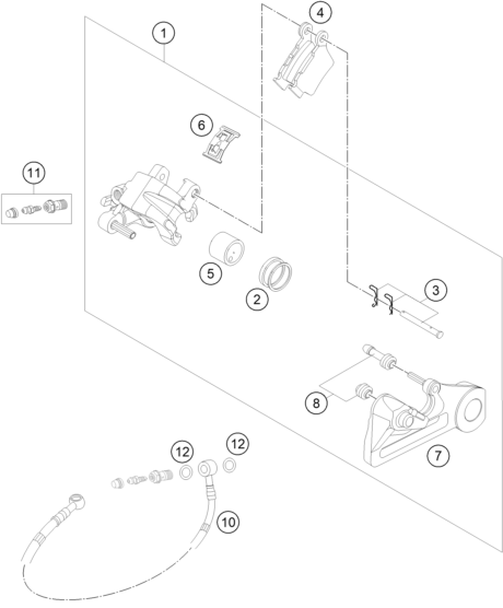 Explosionsgrafik BREMSZANGE HINTEN