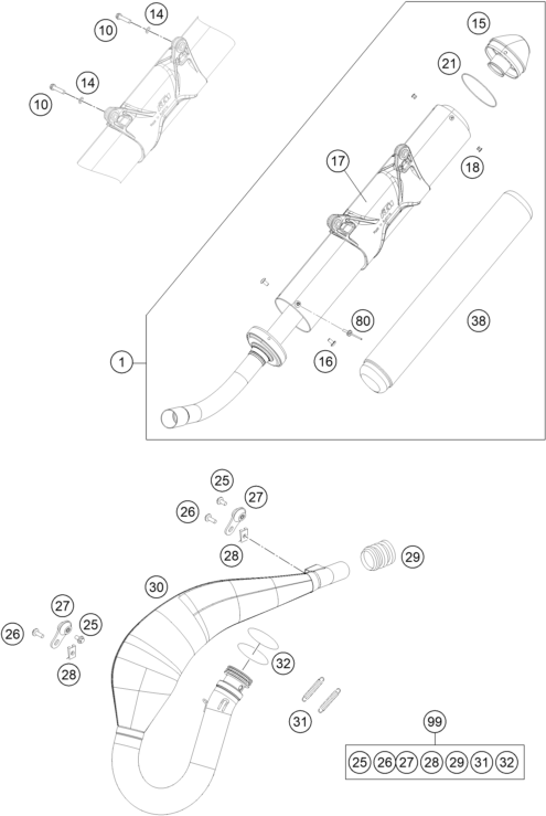 Explosionsgrafik AUSPUFFANLAGE