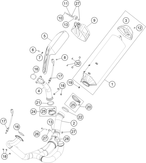 Explosionsgrafik AUSPUFFANLAGE