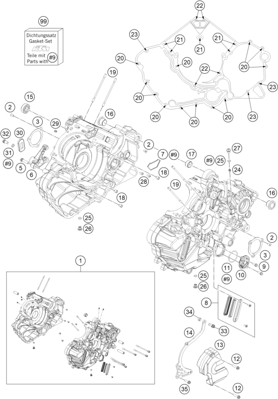 Explosionsgrafik MOTORGEHÄUSE